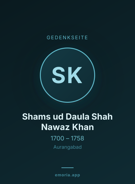 Gedenkportrait von Shams ud Daula Shah Nawaz Khan