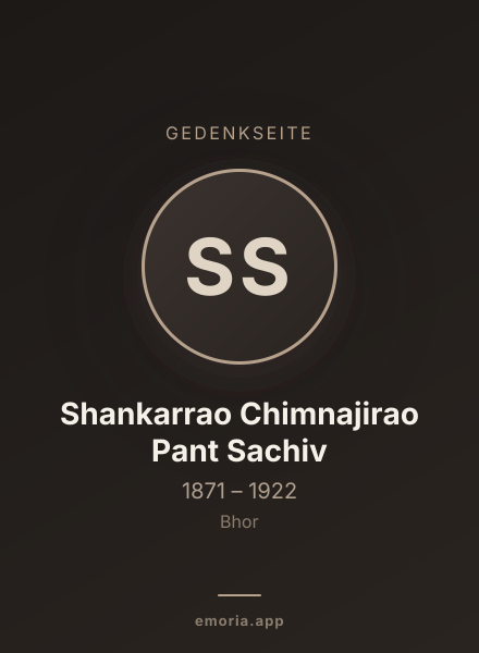 Gedenkportrait von Shankarrao Chimnajirao Pant Sachiv