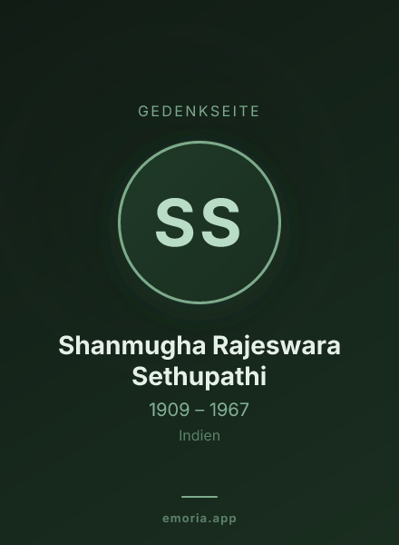 Gedenkportrait von Shanmugha Rajeswara Sethupathi