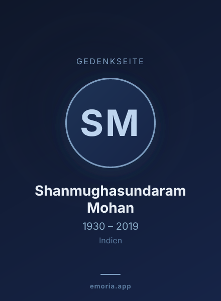 Gedenkportrait von Shanmughasundaram Mohan
