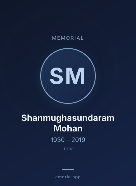 Memorial portrait of Shanmughasundaram Mohan
