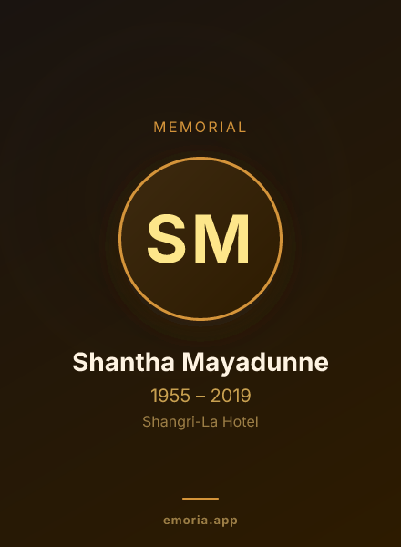 Memorial portrait of Shantha Mayadunne