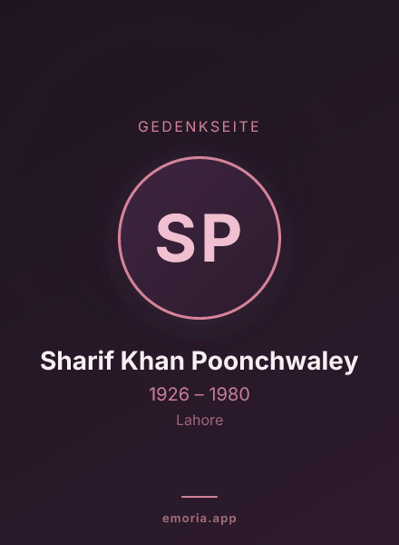 Gedenkportrait von Sharif Khan Poonchwaley