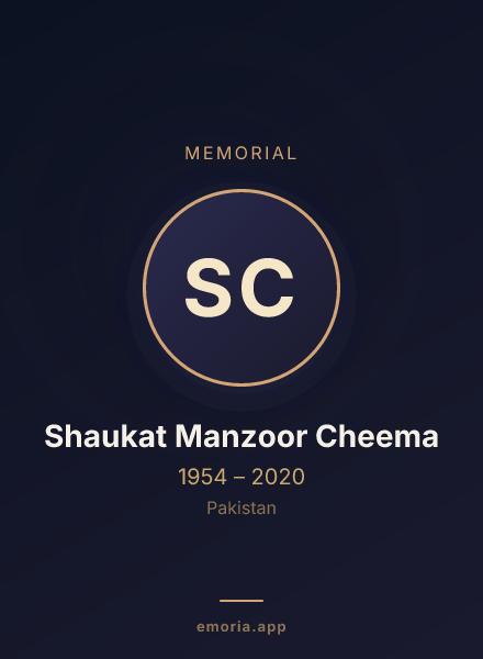 Memorial portrait of Shaukat Manzoor Cheema