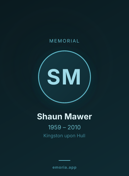 Memorial portrait of Shaun Mawer