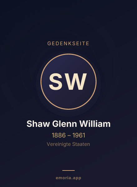 Gedenkportrait von Shaw Glenn William