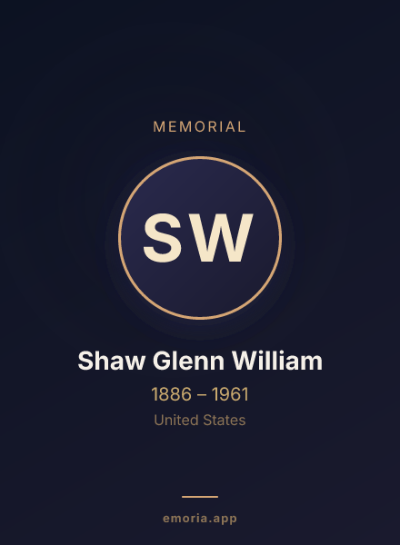 Memorial portrait of Shaw Glenn William