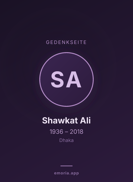 Gedenkportrait von Shawkat Ali