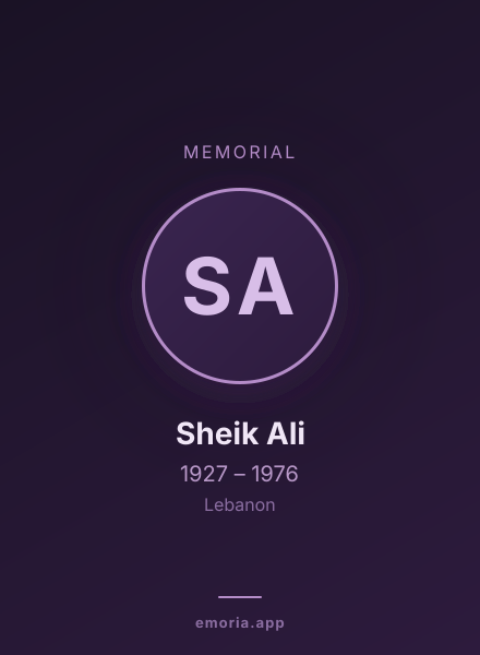 Memorial portrait of Sheik Ali
