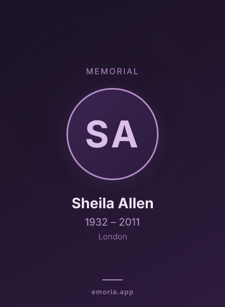 Memorial portrait of Sheila Allen