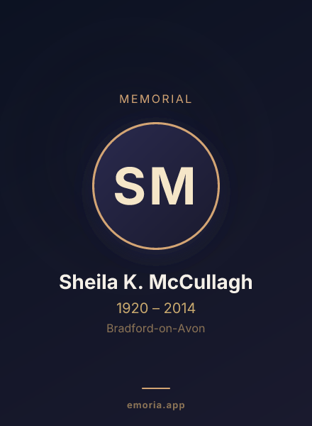 Memorial portrait of Sheila K. McCullagh