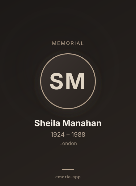 Memorial portrait of Sheila Manahan