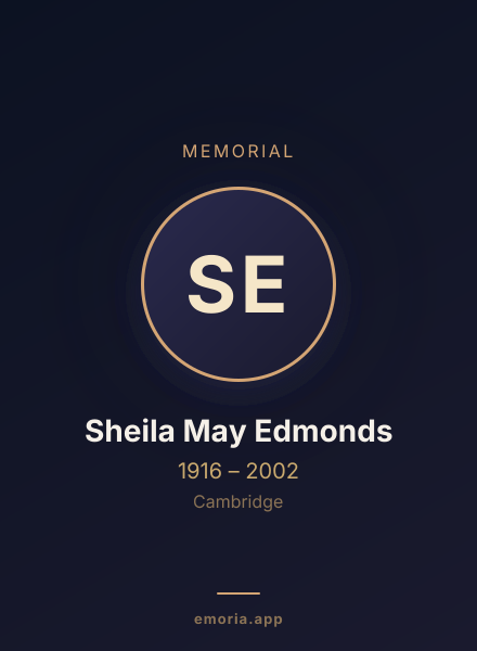 Memorial portrait of Sheila May Edmonds