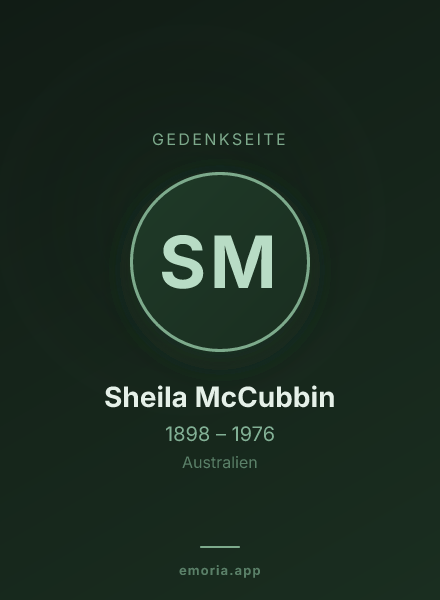 Gedenkportrait von Sheila McCubbin
