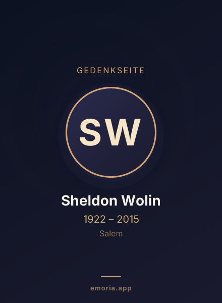 Gedenkportrait von Sheldon Wolin
