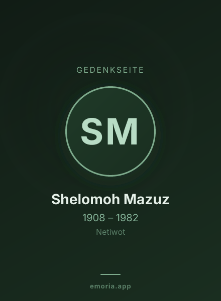 Gedenkportrait von Shelomoh Mazuz