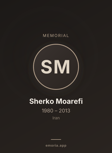 Memorial portrait of Sherko Moarefi