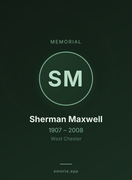 Memorial portrait of Sherman Maxwell