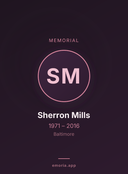 Memorial portrait of Sherron Mills