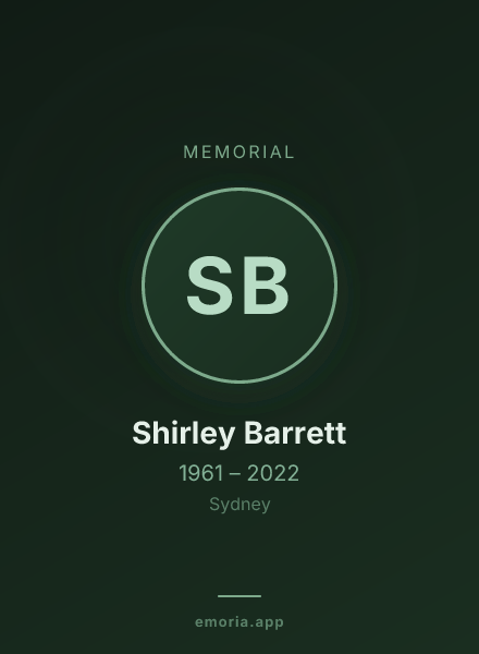 Memorial portrait of Shirley Barrett