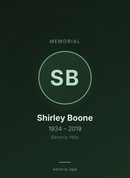 Memorial portrait of Shirley Boone