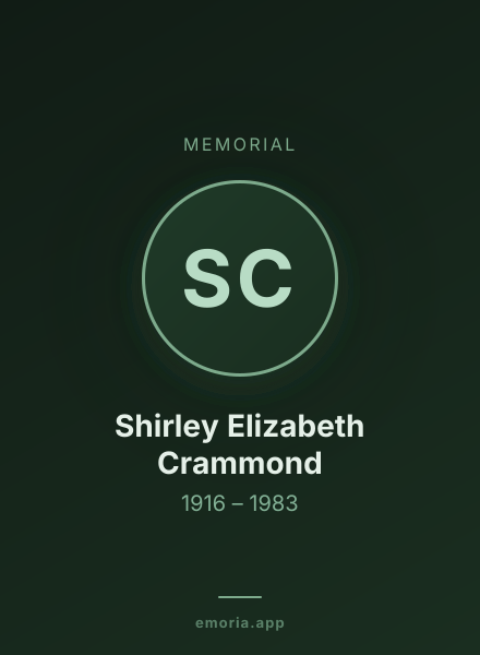 Memorial portrait of Shirley Elizabeth Crammond