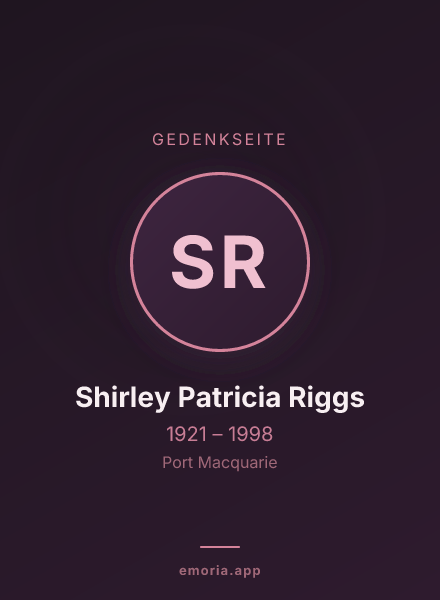 Gedenkportrait von Shirley Patricia Riggs