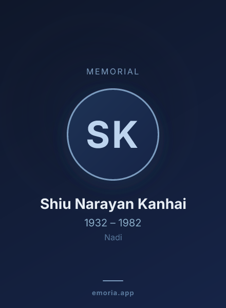 Memorial portrait of Shiu Narayan Kanhai