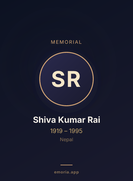 Memorial portrait of Shiva Kumar Rai