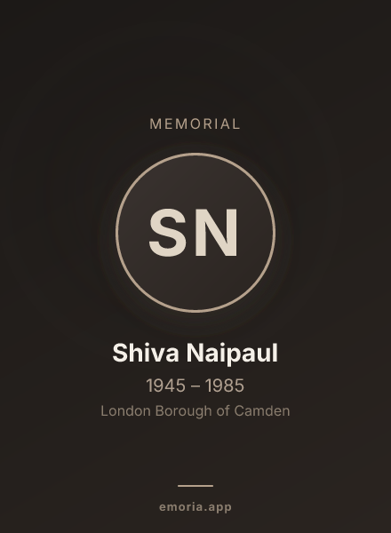 Memorial portrait of Shiva Naipaul