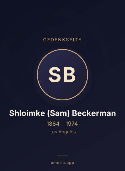 Gedenkportrait von Shloimke (Sam) Beckerman