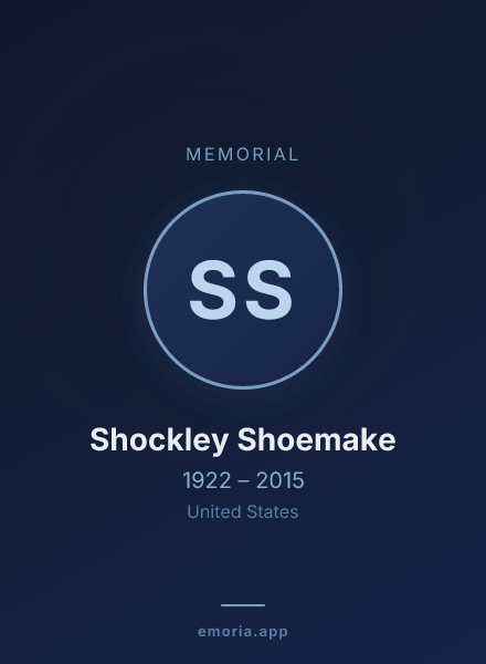 Memorial portrait of Shockley Shoemake