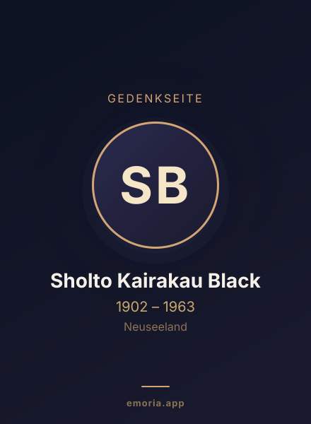 Gedenkportrait von Sholto Kairakau Black