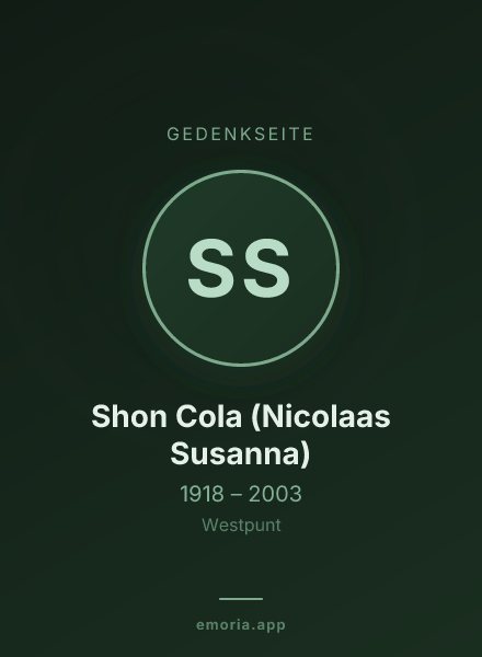 Gedenkportrait von Shon Cola (Nicolaas Susanna)