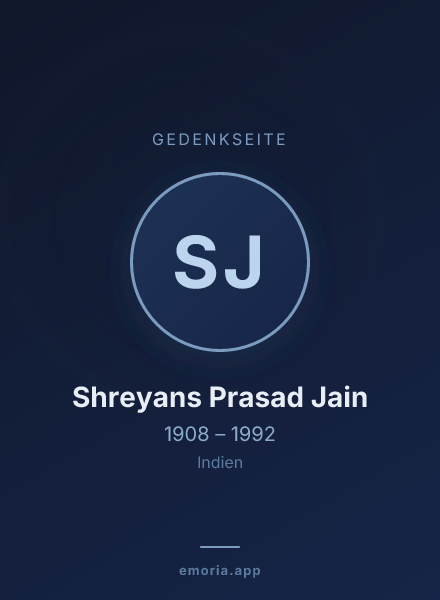 Gedenkportrait von Shreyans Prasad Jain