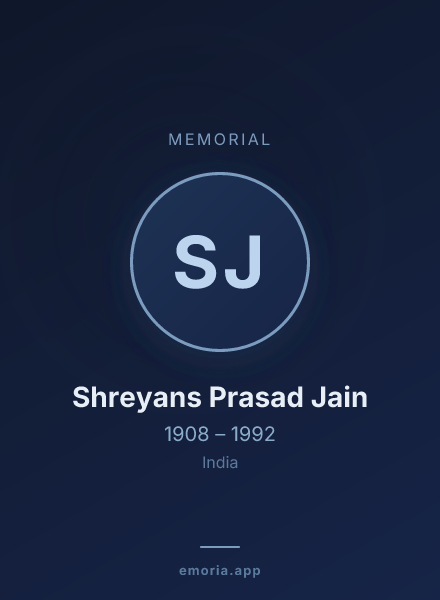 Memorial portrait of Shreyans Prasad Jain