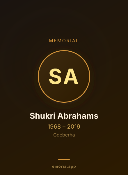 Memorial portrait of Shukri Abrahams