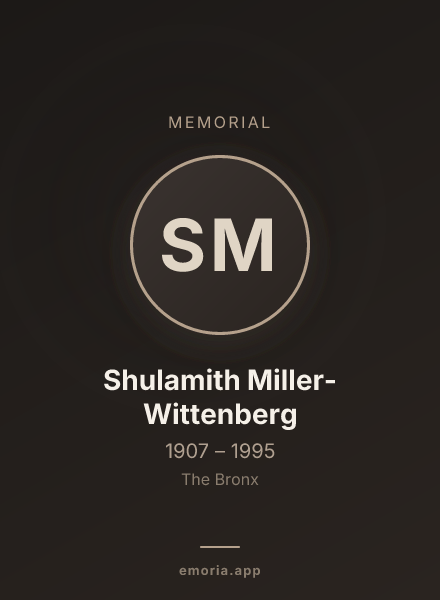 Memorial portrait of Shulamith Miller-Wittenberg