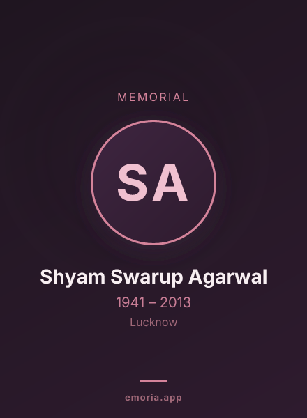 Memorial portrait of Shyam Swarup Agarwal