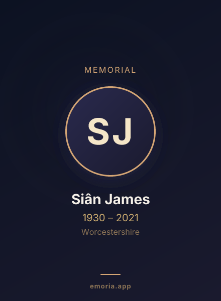 Memorial portrait of Siân James