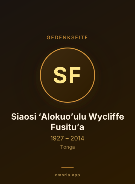Gedenkportrait von Siaosi ‘Alokuo’ulu Wycliffe Fusitu’a