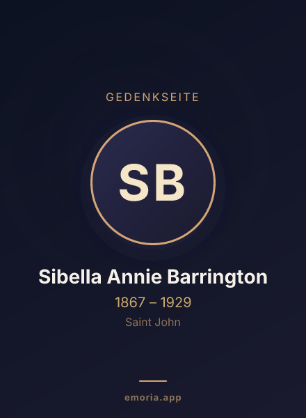 Gedenkportrait von Sibella Annie Barrington