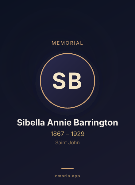 Memorial portrait of Sibella Annie Barrington