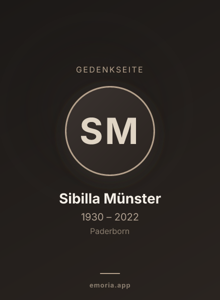 Gedenkportrait von Sibilla Münster