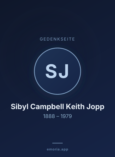 Gedenkportrait von Sibyl Campbell Keith Jopp