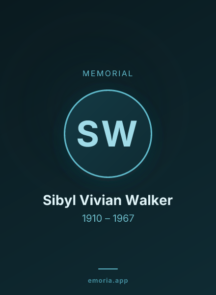 Memorial portrait of Sibyl Vivian Walker