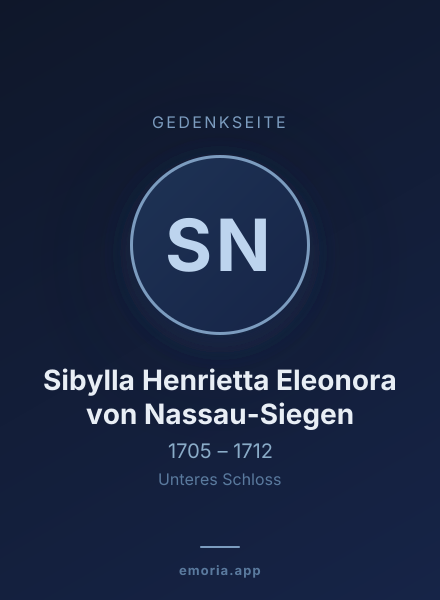 Gedenkportrait von Sibylla Henrietta Eleonora von Nassau-Siegen