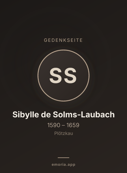 Gedenkportrait von Sibylle de Solms-Laubach