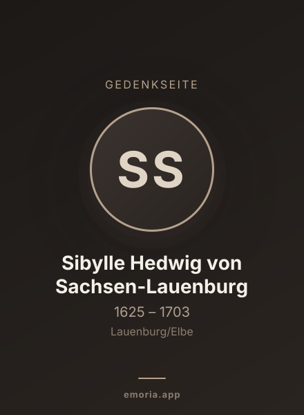 Gedenkportrait von Sibylle Hedwig von Sachsen-Lauenburg