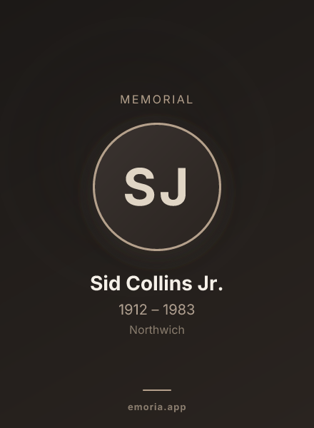 Memorial portrait of Sid Collins Jr.